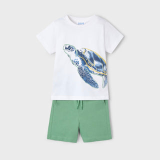 Mayoral Boy Turtle and T-shirt Short Set