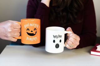 Pumpkin & Ghost Halloween Mugs, Set of 2