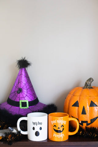 Pumpkin & Ghost Halloween Mugs, Set of 2