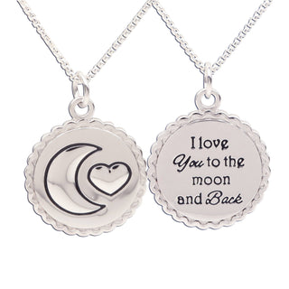 Sterling Silver Kids I Love You to the Moon & Back Necklace: 14 inch
