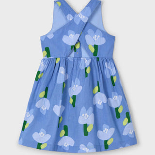 Girls Criss Cross Back, Floral Print Dress