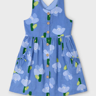Girls Criss Cross Back, Floral Print Dress