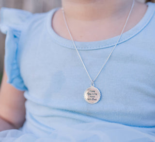 Sterling Silver Kids I Love You to the Moon & Back Necklace: 14 inch
