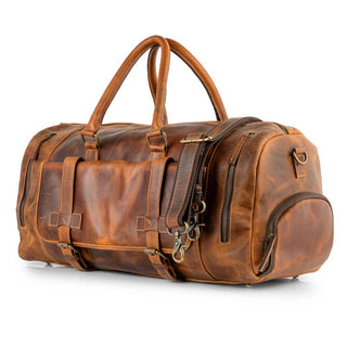 Genuine Leather Unisex Duffel/Travel Bag - Rustic Tan