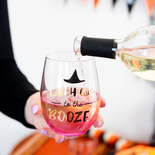 Witch Way to the Booze Halloween Stemless Wine Glass