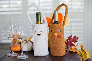 Turkey Sherpa Wine Bottle Gift Bag, Hostess Gift