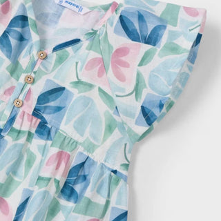 Mayoral Girls Geometric Floral Print Dress