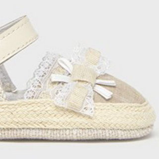 Baby Girl Beige Mary Jane with Lace Detail