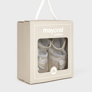 Baby Girl Beige Mary Jane with Lace Detail