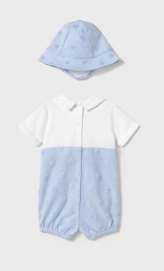 BABY BOY DUNGAREE ROMPER WITH HAT