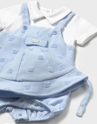 BABY BOY DUNGAREE ROMPER WITH HAT