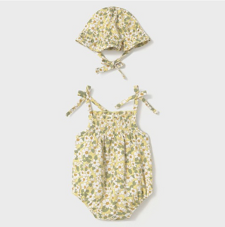 Mayoral Baby Girl Floral Romper with Hat
