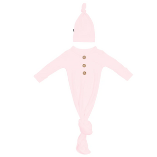 Ribbed Knotted Gown and Hat Set in Sakura