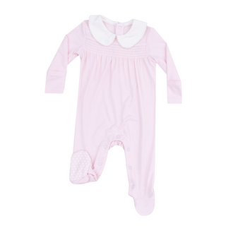 Angel Dear Stripe Classic Pink Smocked Peter Pan Footie