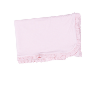 Angel Dear Stripe Classic Pink Ruffle Receiving Blanket