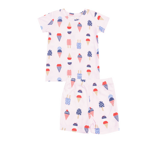 Angel Dear American Ice Cream Loungewear Pajama Short Set (Pink)