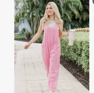 Simply Southern Relaxed Jumpsuit in Pink