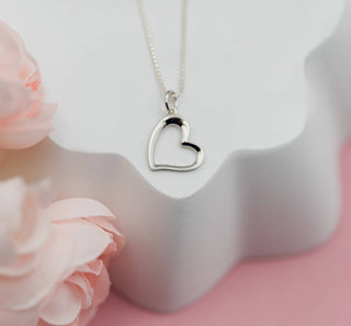 Sterling Silver Sassy Heart Necklace for Valentines Gift: 16-18 inch