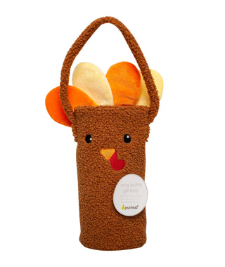 Turkey Sherpa Wine Bottle Gift Bag, Hostess Gift