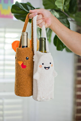 Turkey Sherpa Wine Bottle Gift Bag, Hostess Gift