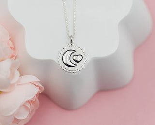 Sterling Silver Kids I Love You to the Moon & Back Necklace: 14 inch
