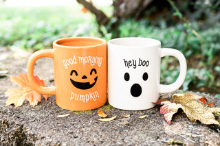 Pumpkin & Ghost Halloween Mugs, Set of 2