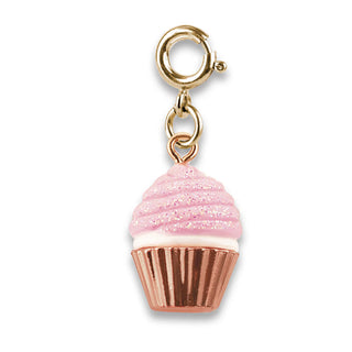 Charm It Gold Pink Glitter Cupcake Charm