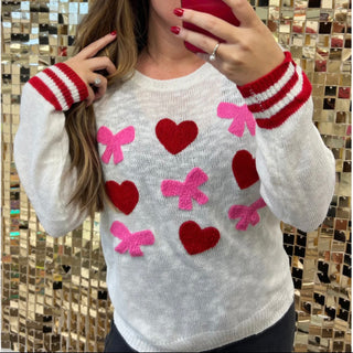 Simply Southern Hearts and Bows Light Weight Sweater