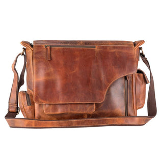 Genuine Leather  Men's Messenger Bag - Rustic Tan