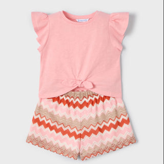 Girls Zigzag Crochet Shorts and Shirt Set