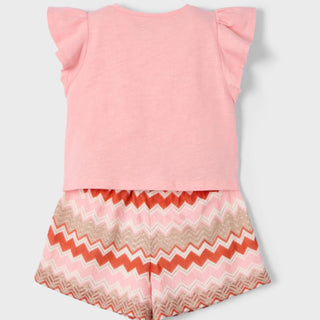 Girls Zigzag Crochet Shorts and Shirt Set