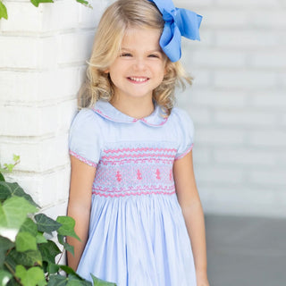 Antoinette Paris Princess Charlotte Heirloom Blue Smocked Dress