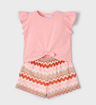 Girls Zigzag Crochet Shorts and Shirt Set