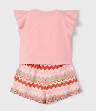 Girls Zigzag Crochet Shorts and Shirt Set