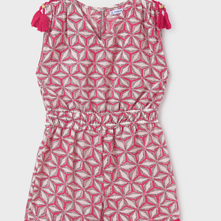 Mayoral Girls Pink Printed Romper