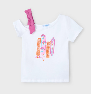 Mayoral Girls A-symmetrical T-shirt with Bow Detail