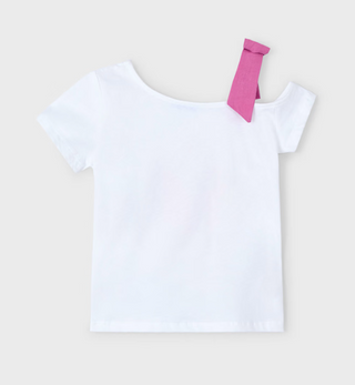 Mayoral Girls A-symmetrical T-shirt with Bow Detail