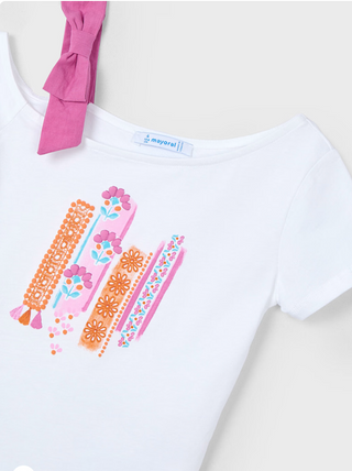 Mayoral Girls A-symmetrical T-shirt with Bow Detail