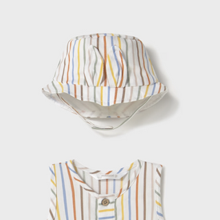 Mayoral Baby Striped Romper with Hat