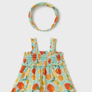 Mayoral Baby Girl Printed Dress with Matching Headband