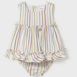 Mayoral Baby Dress and diaper cover in Blue Stripe