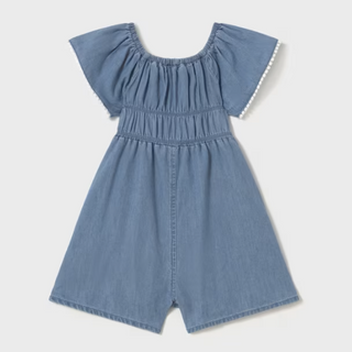 Girl's Flowy Romper in Light Blue