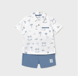 Mayoral Baby Boy Shorts and Printed Polo Shirt Set