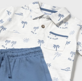 Mayoral Baby Boy Shorts and Printed Polo Shirt Set