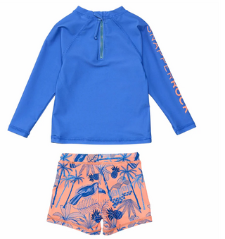 Snapper Rock Little Boy's Tropicana Vacay Sustainable Rash Guard and Trunk Set