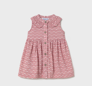 Mayoral Baby Girl Printed Dress with Buttons and Ruffles