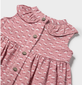 Mayoral Baby Girl Printed Dress with Buttons and Ruffles