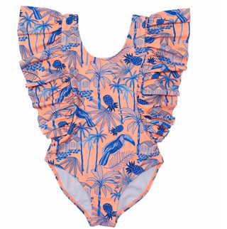 Snapper Rock Tropicana Vacay Sustainable Wide Ruffle Suit (UPF 50+)