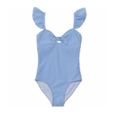 Snapper Rock Parisian Summer Frill Suit with UPF 50+