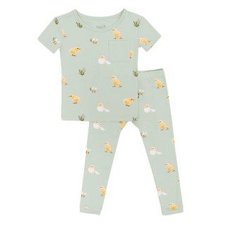 Kyte Baby Short Sleeve with Pants Pajamas in Aloe Chick